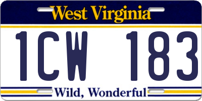 WV license plate 1CW183