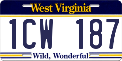 WV license plate 1CW187