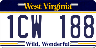WV license plate 1CW188