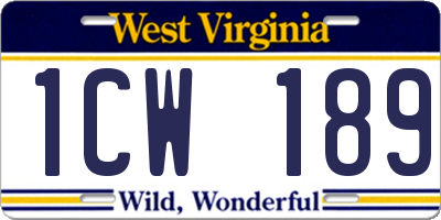 WV license plate 1CW189