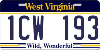 WV license plate 1CW193