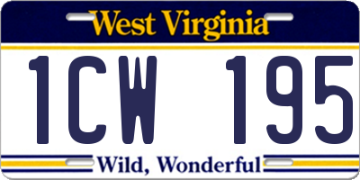 WV license plate 1CW195