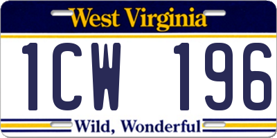 WV license plate 1CW196