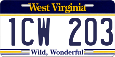 WV license plate 1CW203