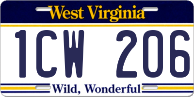 WV license plate 1CW206