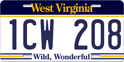 WV license plate 1CW208