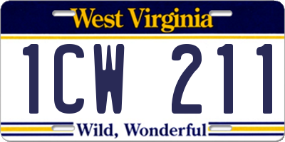 WV license plate 1CW211