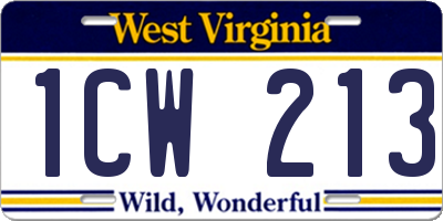 WV license plate 1CW213