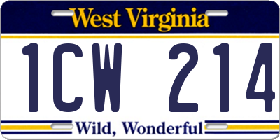 WV license plate 1CW214