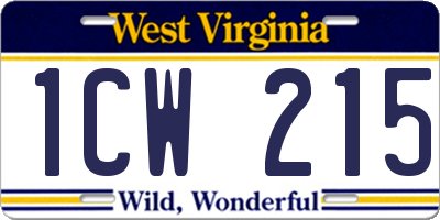 WV license plate 1CW215