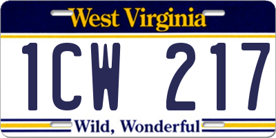 WV license plate 1CW217