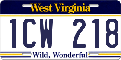 WV license plate 1CW218