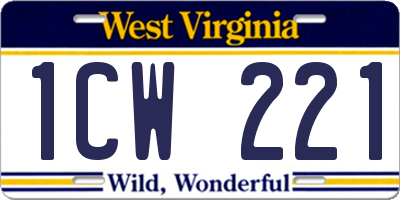 WV license plate 1CW221