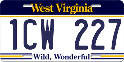 WV license plate 1CW227