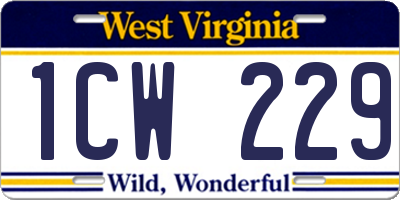 WV license plate 1CW229