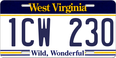 WV license plate 1CW230