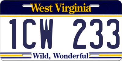 WV license plate 1CW233
