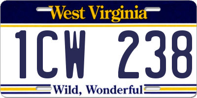 WV license plate 1CW238