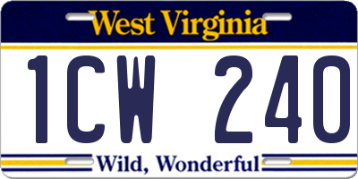 WV license plate 1CW240