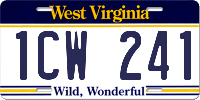 WV license plate 1CW241
