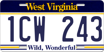 WV license plate 1CW243