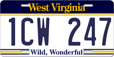 WV license plate 1CW247