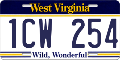 WV license plate 1CW254
