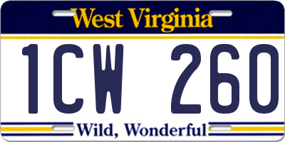 WV license plate 1CW260