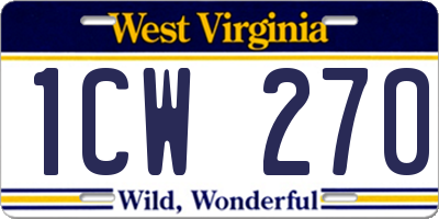 WV license plate 1CW270