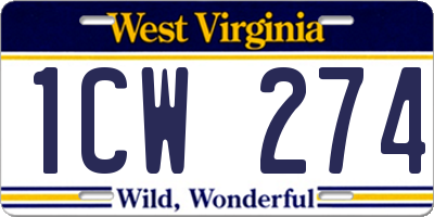 WV license plate 1CW274