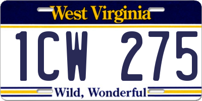 WV license plate 1CW275