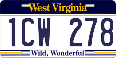 WV license plate 1CW278