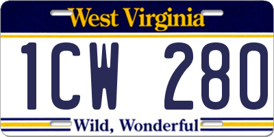 WV license plate 1CW280