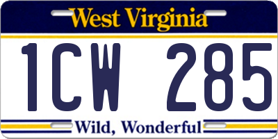 WV license plate 1CW285