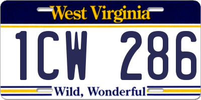 WV license plate 1CW286