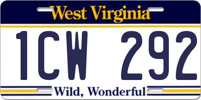 WV license plate 1CW292