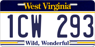 WV license plate 1CW293