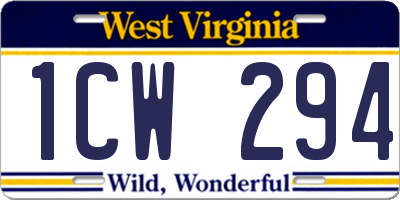 WV license plate 1CW294