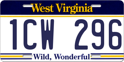 WV license plate 1CW296