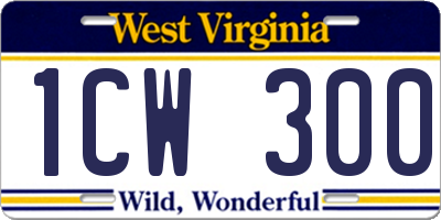 WV license plate 1CW300