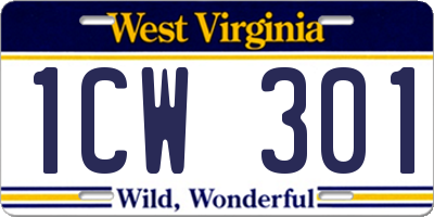 WV license plate 1CW301