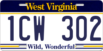 WV license plate 1CW302