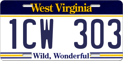 WV license plate 1CW303