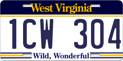 WV license plate 1CW304