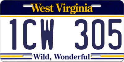 WV license plate 1CW305