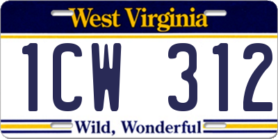 WV license plate 1CW312