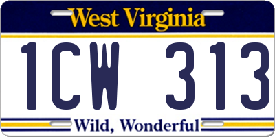 WV license plate 1CW313