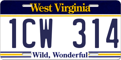 WV license plate 1CW314