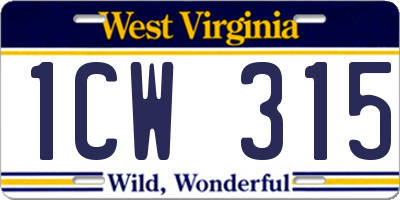 WV license plate 1CW315