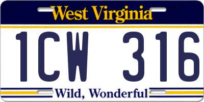 WV license plate 1CW316